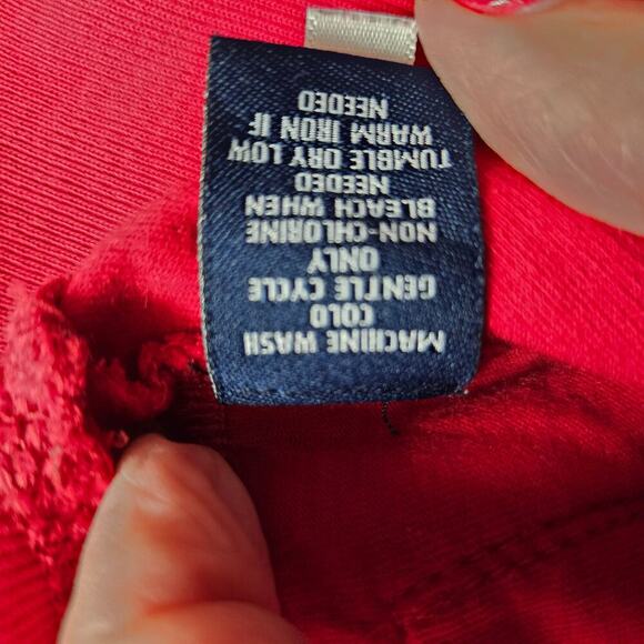 Chaps Ralph Lauren Womens Red Long Sleeve Knit Shirt Snap Front Stretch Size M - Picture 9 of 10